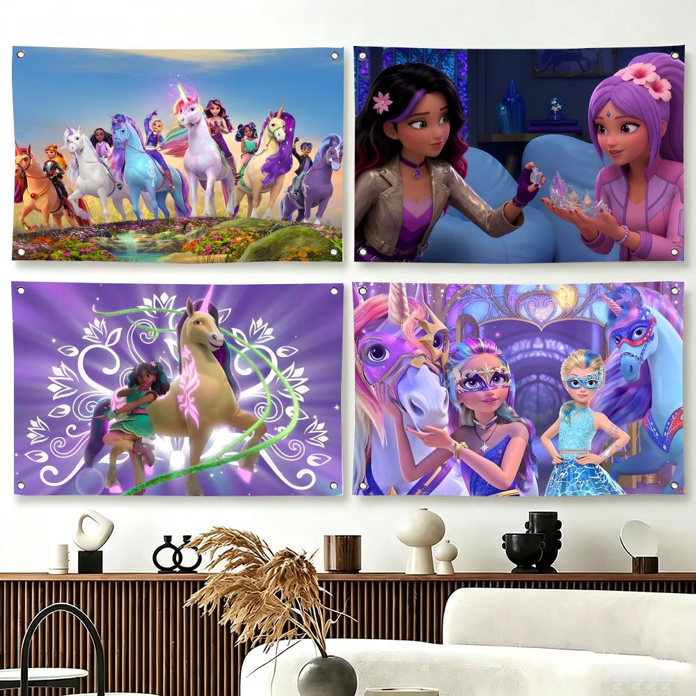 Outdoor Adventure U Of U - Girl Adventure Cartoon U-Unicorn A-Academy Flags