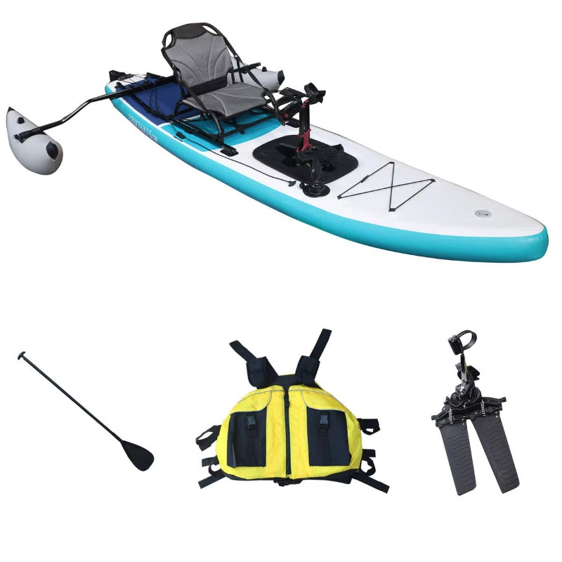 Outdoor Adventure Kayak - 14ft Two-Person Inflatable Pedal Fishing Kayak