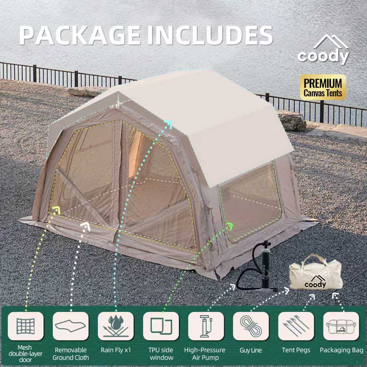 10.0 Pro Air Tent-Beige Durabl - Outdoor Adventure U Of U ulasan dan harga